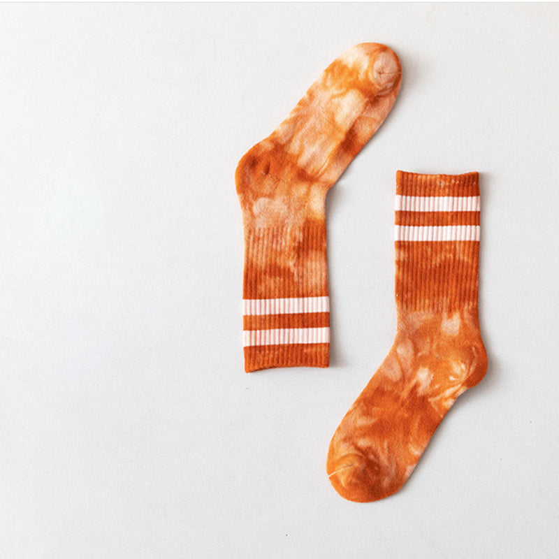 Striped Tie & Dye - Orange Socks