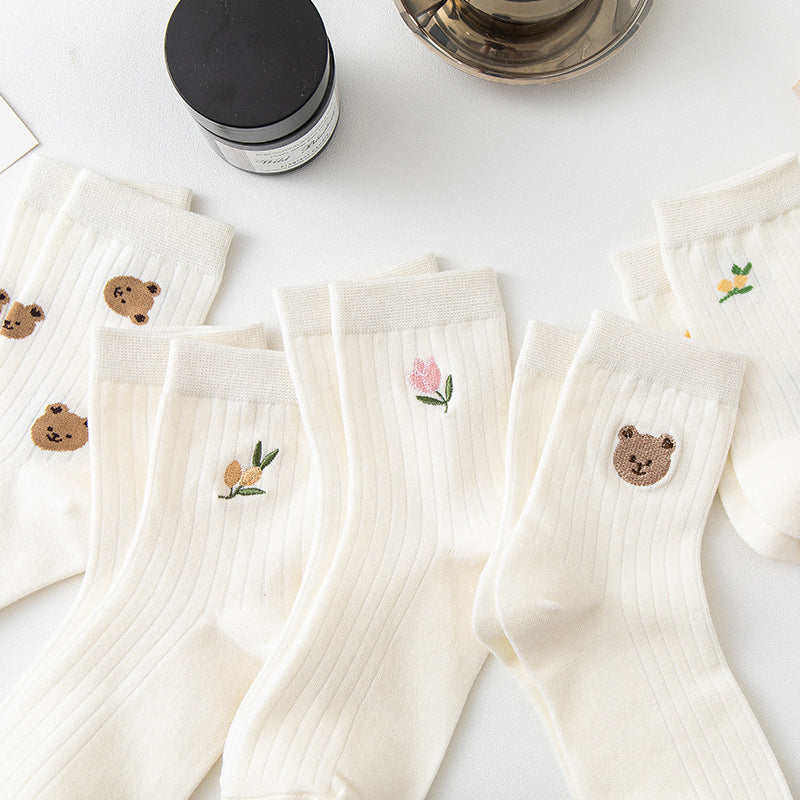 Cute White Everyday Socks - Combo of 5