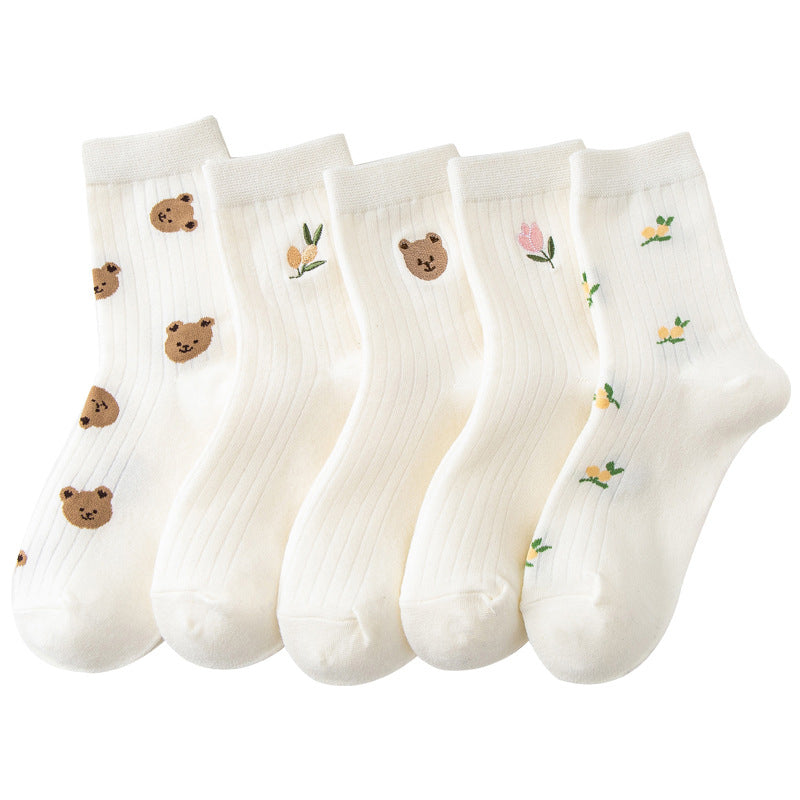 Cute White Everyday Socks - Combo of 5