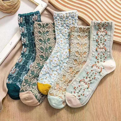 French Floral Socks - Combo of 5