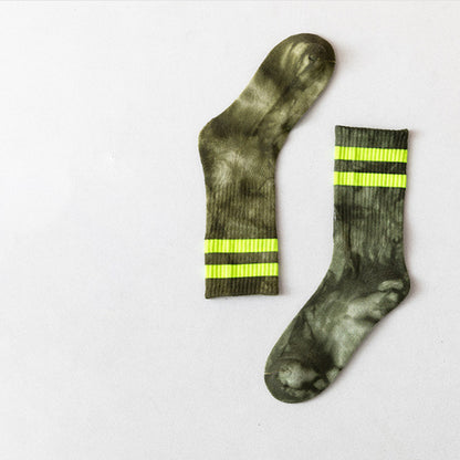 Striped Tie & Dye - Green Socks