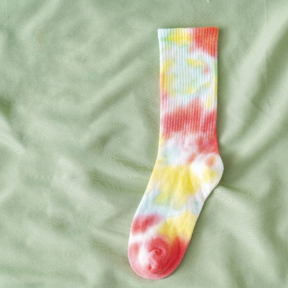 Tie & Dye - Red - Yellow Socks