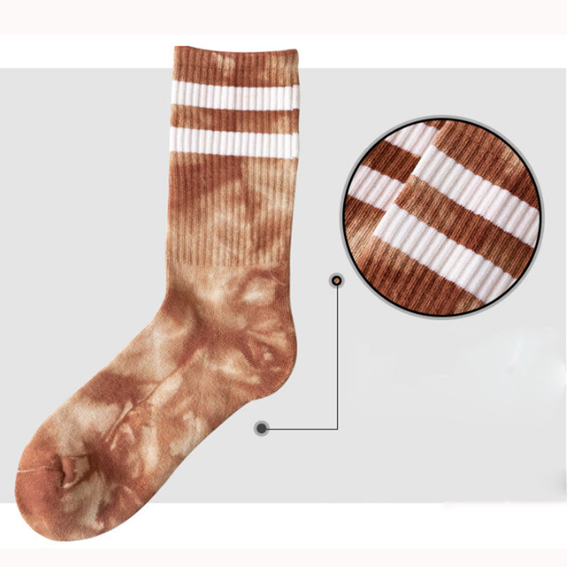 Striped Tie & Dye - Brown Socks