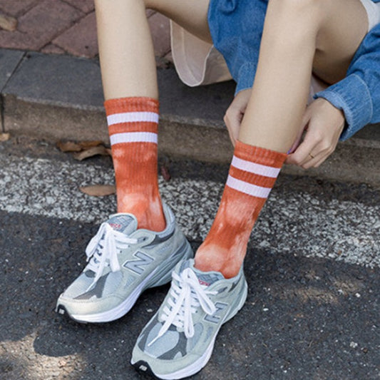 Striped Tie & Dye - Orange Socks