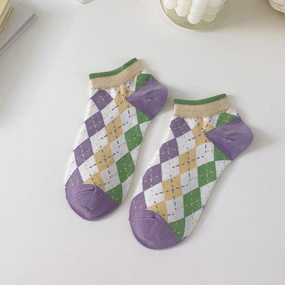 English Style - Purple Argyle Socks