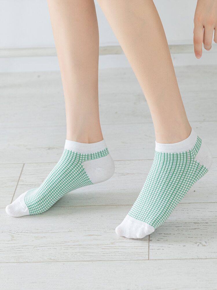 Minty White - Check & Mint Socks