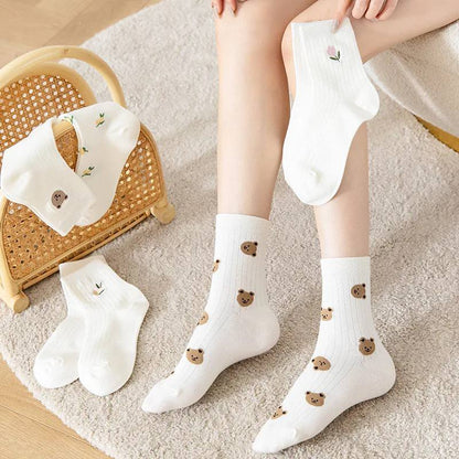 Cute White Everyday - Bear Mania Socks