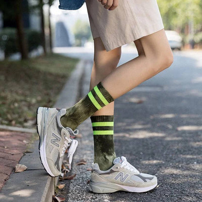 Striped Tie & Dye - Green Socks