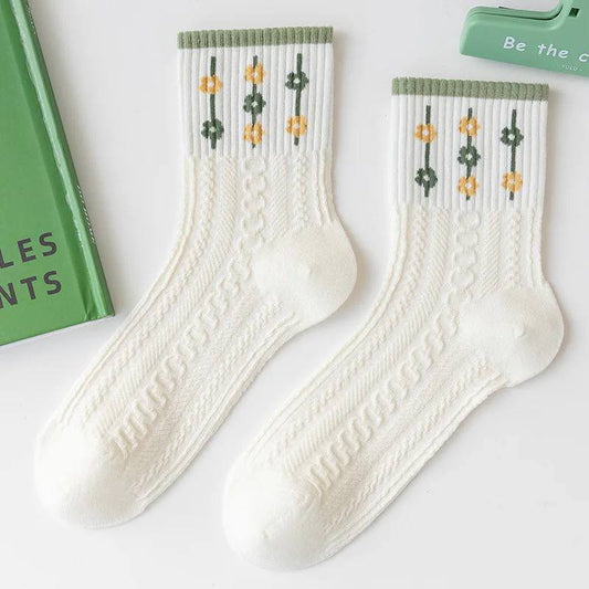 White Textured - Lady's Mantles Socks