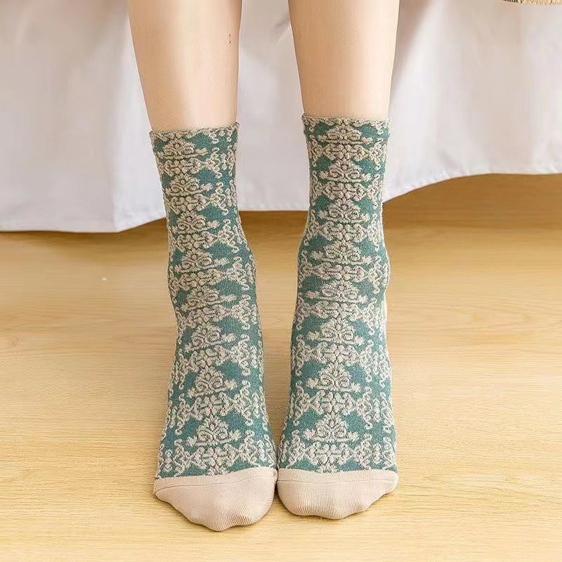 French Floral Socks - Combo of 5